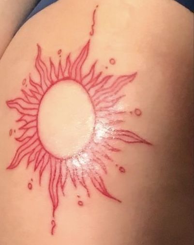 Red Sun Tattoo, Red Tattoo, Tattoos For Black Skin, Red Tattoos, Cute Tattoos For Women, Diy Tattoo, Sun Tattoo, Red Sun, Elegant Tattoos