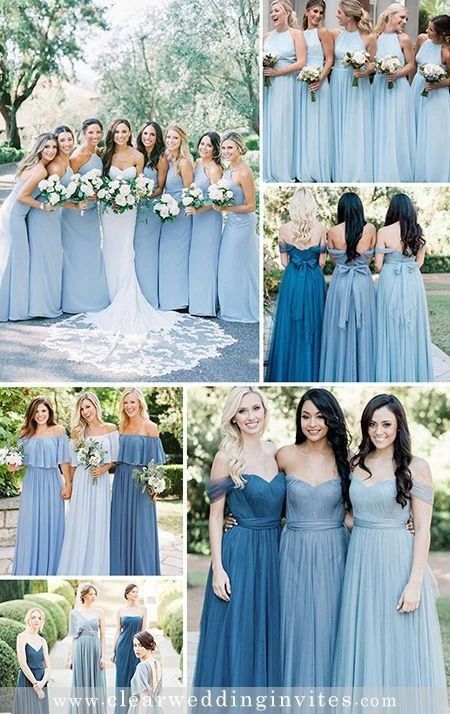 Shades Of Blue Wedding, Light Blue Wedding Colors, Blue Wedding Colors, Choosing Wedding Colors, Wedding November, Light Blue Bridesmaid, Wedding Color Ideas, Wedding Motifs, February Wedding