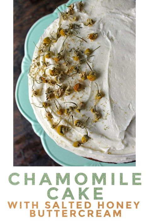 Chamomile Cake, Chamomile Recipes, Honey Buttercream, Veggie Desserts, Läcker Mat, Eclairs, Food Cakes, Tea Recipes, Cooking And Baking