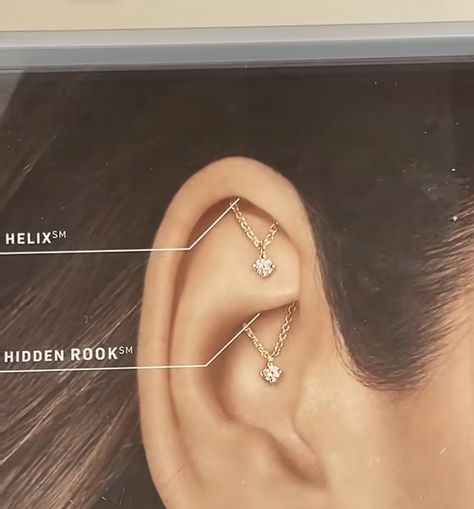 High Flat Piercing, Tash Helix Piercing, Cartlidge Piercing Ideas, Hanging Helix Piercing, Inside Ear Piercing, Floating Helix Piercing, Hidden Helix Piercing, Cartlidge Earrings, Minimalist Ear Piercings