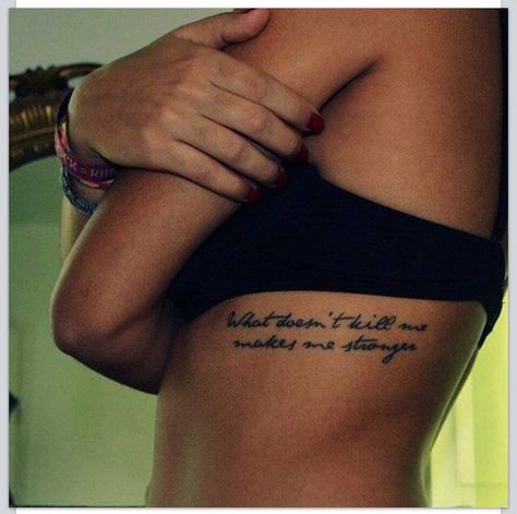 Rib Tattoo Script, Small White Tattoos, Rib Tattoo Quotes, Strong Tattoos, Mini Tats, Rib Tattoos For Women, Tattoo Placements, Small Girly Tattoos, Tattoo Spots