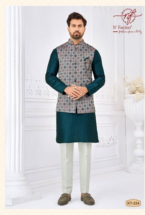 GREEN KURTA JACKET set, indian jacket kurta, nehru jacket kurta, green koti kurta, modi jacket kurta, kurta pajama men, indian waistcoat Indian Waistcoat, Pajama Men, Indian Jackets, Waistcoat Designs, Kurta Pajama Men, Designer Suits For Men, Nehru Jacket, Cultural Celebration, Kurta Pajama