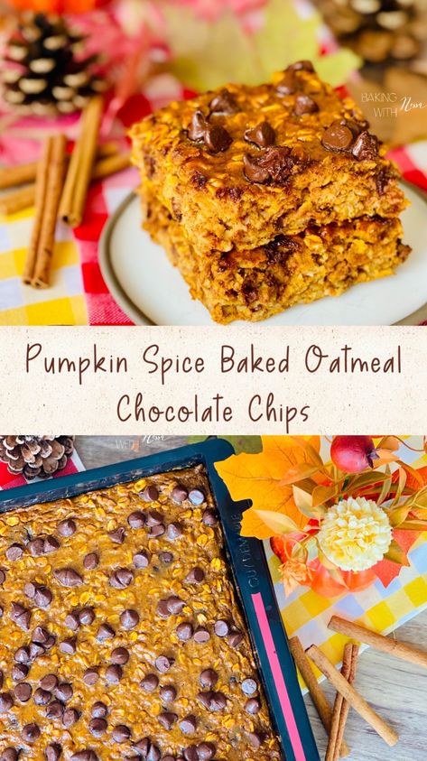 Ce Baked Oats au Potiron, Épices et Pépites de Chocolat n'est pas seulement un petit-déjeuner... C'est meilleur moyen d'accueillir les saveurs d'automne dans vos matinées cette saison! Pumpkin Chocolate Chip Baked Oats, Chocolate Chip Baked Oats, Cinnamon Sugar Recipes, Pumpkin Spice Recipe, Baked Oatmeal Recipes, Pumpkin Chocolate Chip, Fall Flavors, Pumpkin Chocolate Chips, Baked Oats