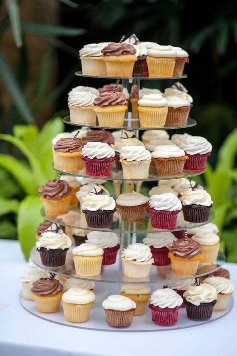 Cupcakes by the Suisse Shop and photo by Maria Hall Photography. Aaron couldn't pick just one flavor 😋 Fall Wedding Cupcakes Ideas, Wedding Cupcakes Ideas, Fall Wedding Cupcakes, Dessert Display Wedding, Cake Varieties, Cupcake Tower Wedding, Cupcake Stand Wedding, Yellow Cupcakes, Wedding Cake Display