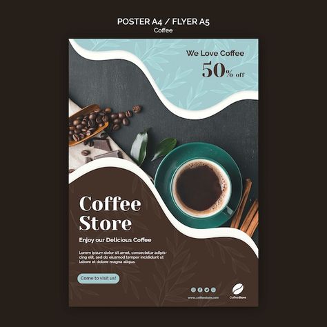 Store Poster, Coffee Poster Design, Cafe Posters, Poster Coffee, Business Poster, Coffee Store, Flyer Printing, Poster Display, Psd Flyer