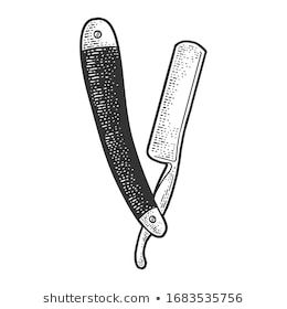 Straight Razor Drawing, Razor Sketch, Cut Throat Razor Tattoo, Straight Razor Tattoo, Miscellaneous Tattoos, Skin Blisters, Barber Tattoo, Chivas Regal, Mens Hairstyles Fade