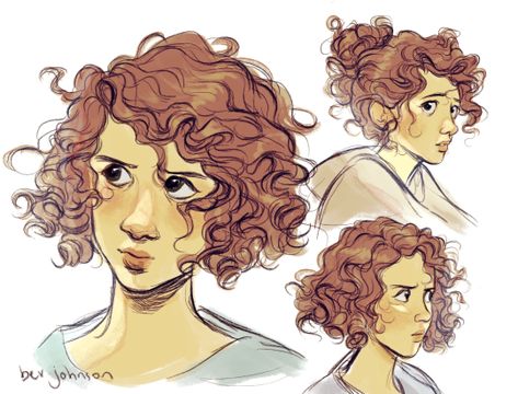 bev johnson Simplified Curly Hair Drawing, Curly Hair Short Drawing, Red Curly Hair Drawing, Curly Bun Drawing, Wavy Hair Digital Art, Curl Hair Drawing, Short Curly Hair Drawing, How To Draw Curly Hair, Curly Hair Drawing Reference