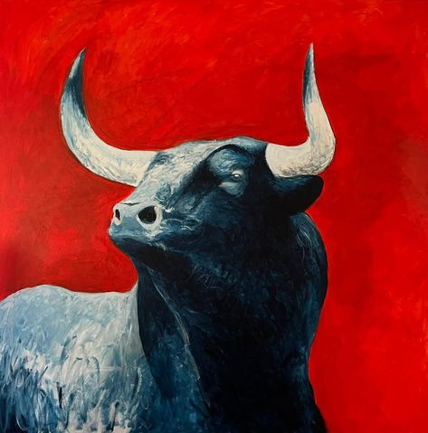 Bull Artwork, Bison Art, Bull Painting, American Bull, Bull Art, Drawing Competition, Oil Painting Inspiration, The Other Art Fair, Mixed Media Painting