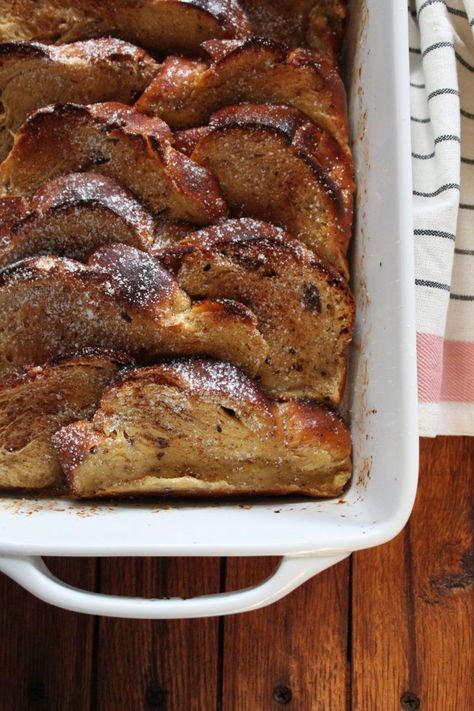 Coquito French Toast Recipe | Saveur Saveur Recipes, French Toast Bread Pudding, Caramel Sticky Buns, Sticky Buns Recipes, Pecan Sticky Buns, Baked French Toast, Gratin Dish, Coconut Caramel, Sticky Buns