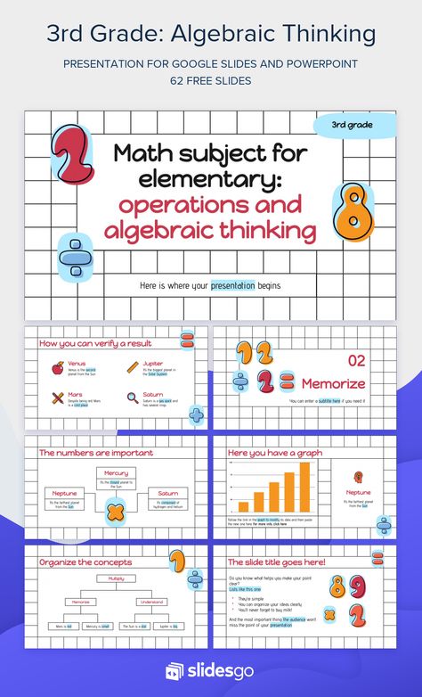 Mathematics Powerpoint Template, Google Slides Templates For Students, Educational Powerpoint Templates Free, Teaching Slide Template, Math Google Slides Template, Math Powerpoint, Simple Powerpoint Templates, Algebraic Thinking, Powerpoint Design Templates