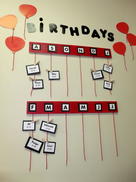 Elementary Classroom - Birthday Wall - Classroom Birthdays - Student Birthdays - Red, White, & Black Classroom - Classroom Décor Birthday Wall Ideas, Bad Birthday, Classroom Birthdays, Black Classroom, Red Classroom, Birthday Wall Decoration, Birthday Chart, Birthday Clip, Classroom Decor High School