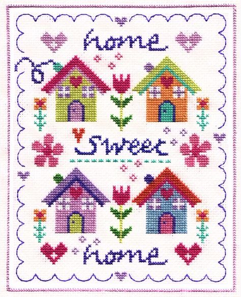 Home Cross Stitch, Cross Applique, Sampler Cross Stitch, Anchor Threads, Cross Stitch House, Cross Stitch Freebies, Pola Kristik, Pola Sulam, Mini Cross Stitch