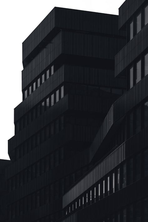 Black Style Wallpaper, Black Building Wallpaper, Dark Building Aesthetic, Archillect Aesthetic, Winter Outfits 2022, Black Architecture, Fashion Winter Outfits, Black Building, Brutalism Architecture