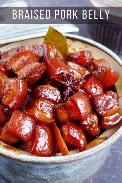 Hong Shao Rou, Red Braised Pork, Pork Belly Recipes Crispy, Chinese Pork, Asian Pork, Braised Pork Belly, Pork Belly Recipes, Chinese Cooking Recipes, Tofu Dishes