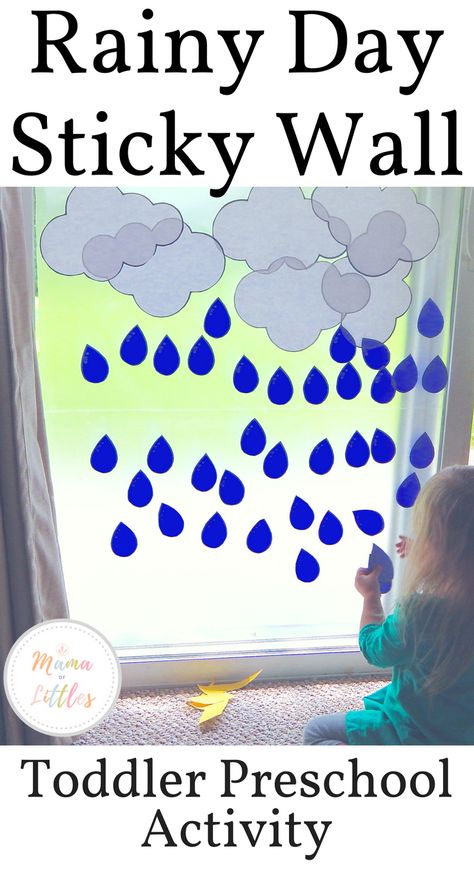 Rain Day Activities, Fun Rainy Day Activities, Weather Activities For Kids, Indoor Toddler Activity, Preschool Weather, Rainy Day Activities For Kids, Sticky Wall, Weather Crafts, Indoor Activities For Toddlers