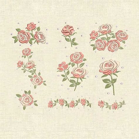 Machine Embroidery Designs Flowers, Embroidery Designs Flowers, Embroidery Essentials, Embroidery Roses, Embroidery Rose, Roses Design, Embroidery Design Sets, Colorful Embroidery, Embroidery Hand