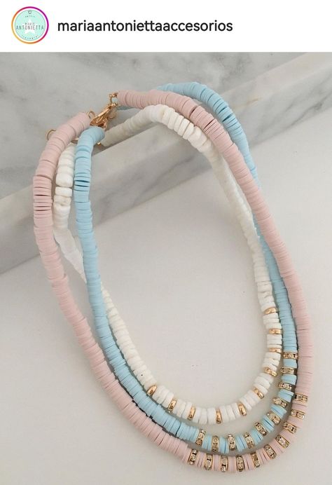 Heishi Necklace Ideas, Preppy Necklaces, Collar Hippie, قلادات متدلية, Diy Wire Jewelry Rings, Pop Jewelry, Friendship Bracelet Patterns Easy, Heishi Necklace, Preppy Jewelry