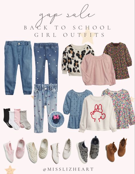 GAP sale back to school outfits for girls! 

#backtoschool #girloptions #cuteoutfits #adorablegirl #girlclothing Back To School Outfits 1st Grade Girl, Toddler Back To School Outfits, Kindergarten Outfits For Girls Ideas, Kids Back To School Outfits, Girls School Outfits, Girl Toddler Outfits, Back To School Outfits For Kids, Clothes Capsule, Everyday School Outfits