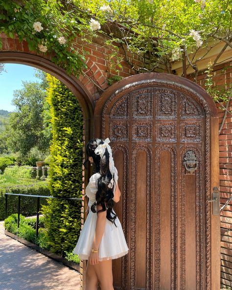 Val🤍 (@fitsandbits) | TikTok White Dress Garden Party, Tiktok Girlies, Long Curled Hair, Curled Hair, Studio Photography Poses, Curls For Long Hair, Pose Idea, Summer Morning, Garden Party Dress