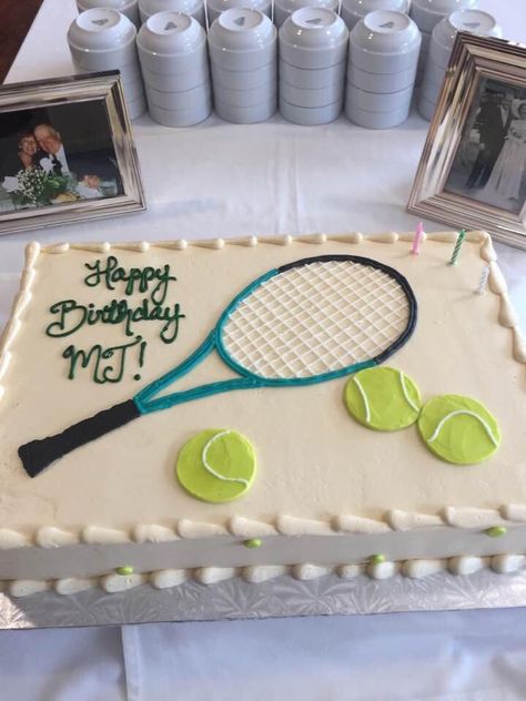 Tennis Themed Birthday Cake Tennis Racquet Cake, Tennis Birthday Cake, Tennis Cakes, Giraffe Birthday Cakes, Tennis Decorations, Tennis Birthday Party, Tennis Cake, Cupcake Wreath, Tennis Ideas