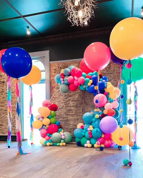 Colourful Birthday Decorations, Colorful Theme Party, Balloon Boutique, Rainbow Themed Birthday Party, Bridal Shower Balloons, Colorful Birthday Party, Big Balloons, Colorful Birthday, Custom Balloons