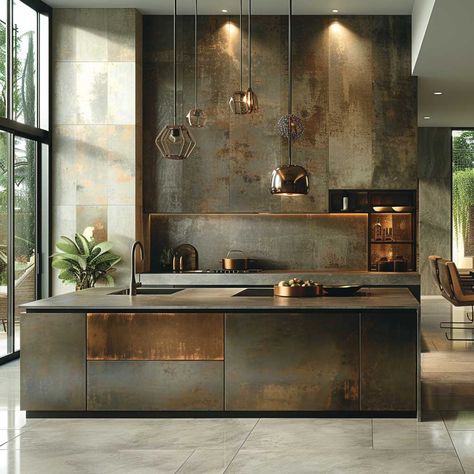 18+ Best Kitchen Designs That Perfectly Blend Industrial Elements with Comfort • 333+ Art Images Industrial Kitchen At Home, Modern Industrial Decor Kitchen, Organic Industrial Interior, Industrial House Kitchen, Bar Island Design, Industrial Kitchen Design Stainless Steel, Industrial Kitchen Cabinets, Biophilic Kitchen, Small Island Kitchen