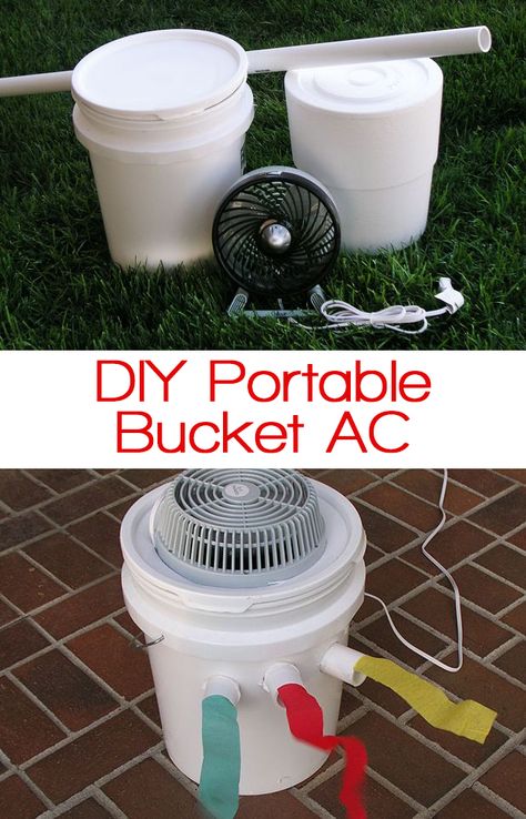 Perfect if you don't have an ac unit in your house or apartment. This actually works really well and is so cheap! Diy Ac Unit, Bucket Air Conditioner, Tent Parties, Diy Ac, Diy Air Conditioner, Portable Ac Unit, Hot Tent, Portable Ac, Ac Units