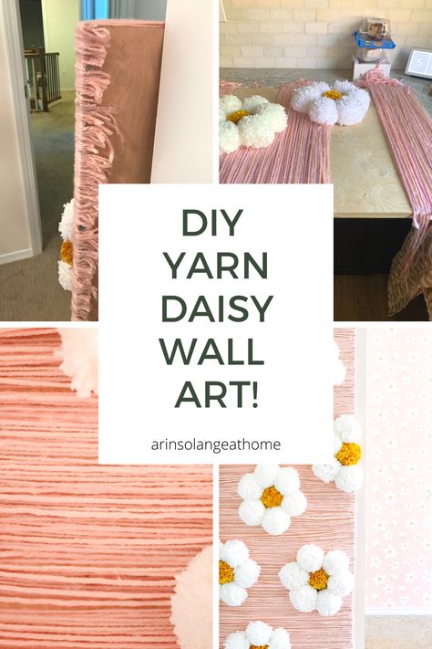 DIY yarn daisy wall art! Check out this step by step tutorial to making a budget friendly beautiful statement piece of art for your child's bedroom. Perfect art to create a beautiful aesthetic in a girls room or nursery! Yarn Daisy, Room Decor For Women, Diy Room Decor For Girls, Girls Room Diy, Diy Flower Wall, Yarn Crafts For Kids, Daisy Wall Art, Daisy Wall, Yarn Wall Art