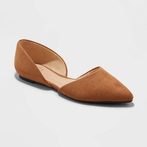 Women's Julie Ballet Flats - A New Day™ Cognac 6 Pointed Ballet Flats, Pointed Flats, Brown Flats, Womens Ballet Flats, Pointed Toe Flats, Black Flats, A New Day, Shoe Collection, Flat Shoes Women