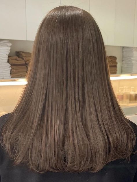 Korean ash brown hair color Neutral Hair Color Brown, Ash Brown Hair Color For Morena, Ash Based Brown Hair, Light Ash Brown Hair Solid Color, Mousy Brown Hair Color, Sable Brown Hair Color, Light Neutral Brown Hair Color, Level 7 Ash Brown Hair, Ash Chestnut Brown Hair