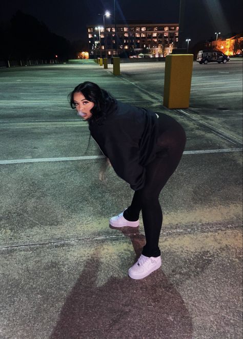 Late night vibe Air Force 1 Outfit Woman Leggings, All Black Air Force 1, Oversized Black Jacket, Black Air Force 1, Otaku Funny, Air Forces, Black Jacket, Air Force 1, All Black