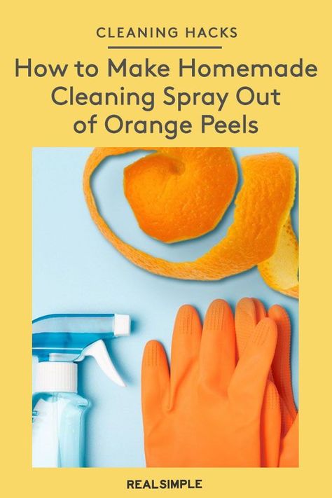 How to Make Homemade Cleaning Spray Out of Orange Peels | The new book Simplicity at Home shows us how to clean with citrus peels with a recipe for a homemade cleaning solution, plus a sink-scrubbing trick using apples. #organizationtips #realsimple #howtoclean #cleaningtips #cleaninghacks Angry Orange Cleaner Diy, Orange Peel Vinegar Cleaner, Vinegar And Orange Peel Cleaner, Diy Cleaner With Orange Peels, Homemade Cleaning Spray, Diy Citrus Cleaner, Orange Cleaner, Orange Peal, Diy Cleaning Spray