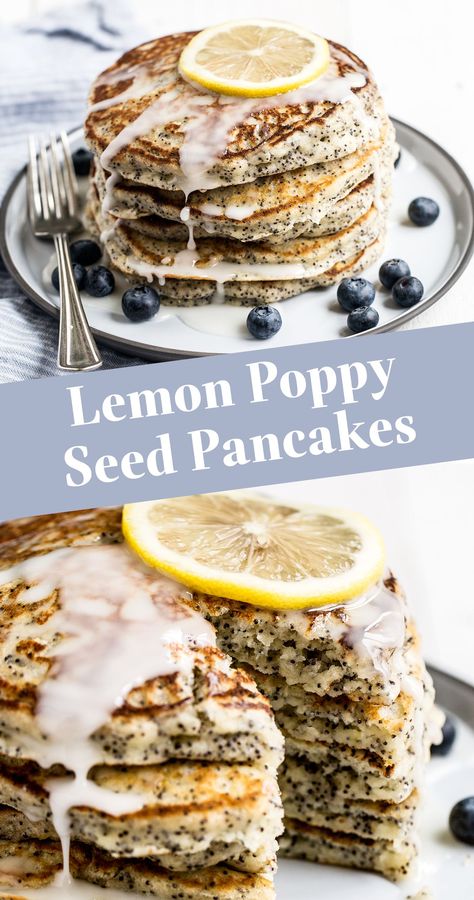 These tasty Lemon Poppy Seed Pancakes are soft and fluffy with bites of poppy seeds throughout. This easy, homemade, from scratch pancake recipe will become your family's favorite breakfast! Top with syrup and enjoy. Scratch Pancake Recipe, Poppyseed Pancakes, Lemon Poppy Seed Pancakes, Poppy Seed Pancakes, Ultimate Cookie Recipe, Lemon Poppyseed Pancakes, Pancakes From Scratch, Breakfast Recipes Sweet, Lemon Dessert Recipes