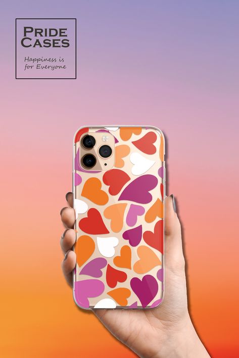 Our stunning case showcases a delightful and colorful minimalist heart pattern in the vibrant colors of the Lesbian flag. An ideal gift for your Lesbian Girlfriend or friend, or expressing your support for the LGBTQIA+ community and celebrating Pride in style! Colorful Minimalist, Heart Phone Case, Stylish Iphone Cases, Lesbian Flag, Unique Phone Case, Love Hearts, Heart Pattern, Cover For Iphone, Heart Patterns