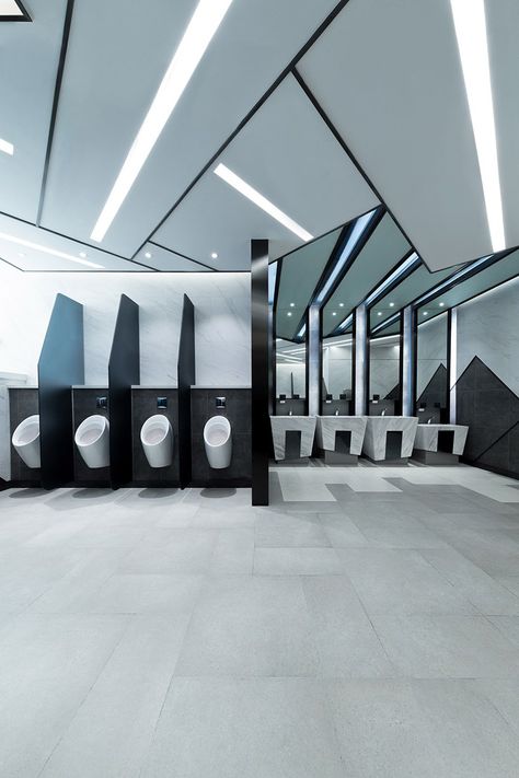 oft interiors' UA cinema design celebrates deconstructivism in shanghai Public Restroom Design, Wc Design, Deconstructivism, Cinema Design, Restroom Design, Public Bathrooms, Washroom Design, Public Restroom, Toilet Design