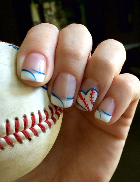 Baseball Nails! Baseball Nail Designs, Baseball Nails, Bright Summer Nails Designs, Sports Nails, Bright Summer Nails, Halloween Nail Designs, Get Nails, Nail Art Summer, Nail Designs Summer