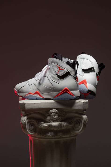 Air Jordan Background, Jordans Photography, Jordan Posters Shoes, Air Jordan Wallpapers Hd Wallpaper, Air Jordan Advertisement, Jordan 7 Infrared, Nike Air Jordan Shoes, Sneakers Collection, Jordan 7