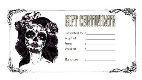 Tattoo Gift Certificate Template, 06 Tattoo, Tattoo Gift Certificate, Gift Certificate Template Free, Voucher Template Free, Certificate Ideas, Free Printable Gift Certificates, Printable Tattoos, Free Gift Certificate Template