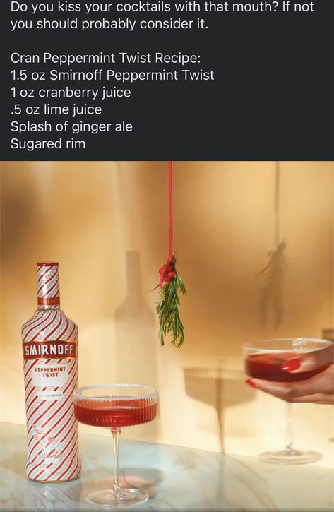 Smirnoff Red White And Merry, Peppermint Smirnoff Drinks, Peppermint Twist Smirnoff Drinks, Smirnoff Peppermint Twist Recipes, Peppermint Vodka Drinks Smirnoff, Christmas Party Drinks Alcohol, Smirnoff Peppermint Twist, Smirnoff Recipes, Smirnoff Drinks