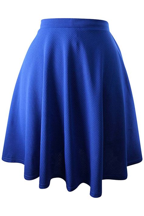 Spotlight your legs in an A-line knee length skirt cut from a textured poly blend. A day-to-night staple with '50s-era throwback charm. From top to bottom edge measures approximately 19 inches for all Blue Short Skirt, Royal Blue Skirts, Spring Skirt Outfits, Professional Skirt, Flared Skater Skirt, Skirt Outfits Summer, Royal Blue Shorts, Pleated Long Skirt, Womens Skirts