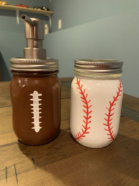 Football Bathroom, Baseball Bathroom, Sports Bathroom, Bathroom Toothbrush Holder, Boys Bathroom, Guest Bath, My Boy, Sports Baseball, Craft Time