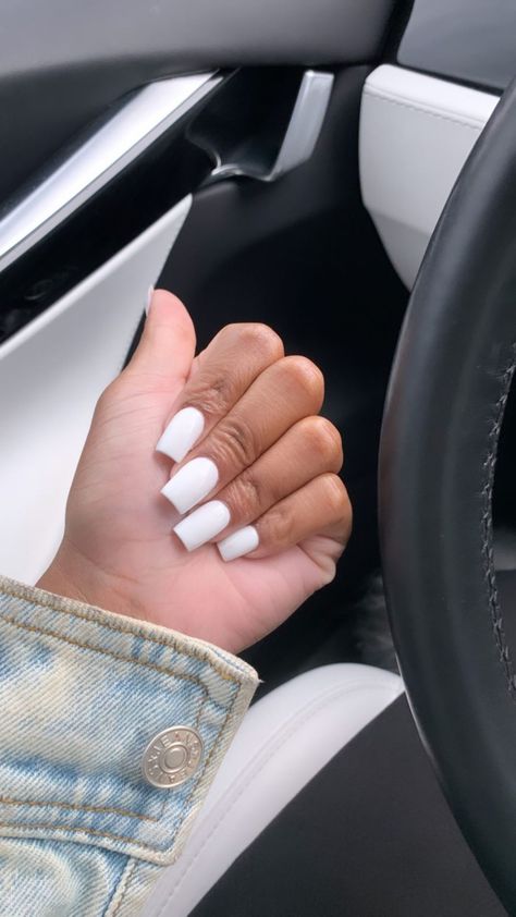 Trendy Nail Ideas Acrylic, Pretty White Nails, Nail Ideas Acrylic, White Acrylic Nails, Work Nails, Short Square Acrylic Nails, Long Acrylic Nails Coffin, Super Nails, Trendy Nail