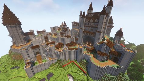 My castle fortress from my survival world is finally finished! : Minecraftbuilds Minecraft Fortress, Minecraft Castle Blueprints, Minecraft Castle Designs, Castle Fortress, Minecraft Kingdom, Minecraft Houses Blueprints, Minecraft House Plans, Minecraft Castle, Diy Minecraft