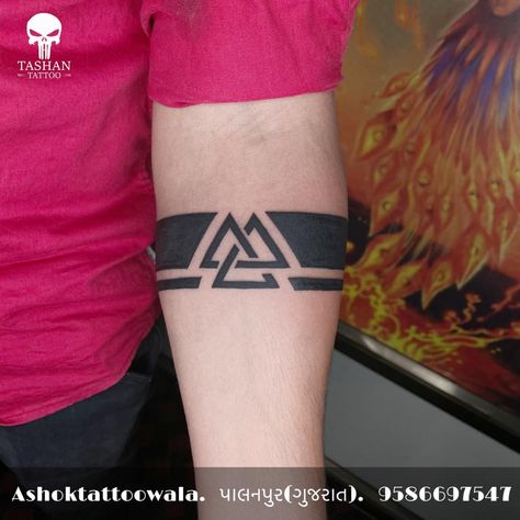 Hand band tattoo || Bangle Tattoo Men, Triangle Neck Tattoo, Double Triangle Tattoo, Double Tattoo, Hand Band Tattoo, Tattoo Designs With Meaning, Triangle Tattoo Design, Designs With Meaning, Band Tattoos For Men