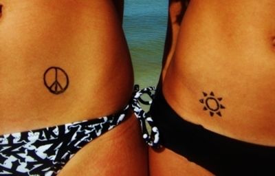 Cute tattoos. Sun Hip Tattoo, Gnarly Tattoos, Sam Tattoo, Peace Sign Tattoos, Hip Tattoo Small, Tattoo Hip, Waist Tattoos, Hip Tattoos, Sun Tattoos