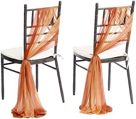 #Wedding Ceremony Aisle Chair #Decoration, Burnt Ochre & Coral Peach Aisle Chair Decor, Wedding Chair Covers, Wedding Chair Sashes, Aisle Decorations, Party Chairs, Chair Bows, Wedding Chair Decorations, Banquet Decorations, Draping Fabric