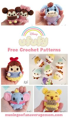 Musings of an Average Mom: Free Disney Tsum Tsum Crochet Patterns Crochet Anime Granny Square, Crochet Disney Keychain Free Pattern, Whimsical Crochet Patterns Free, Ufufy Amigurumi, Free Disney Crochet Patterns, Disney Crochet Patterns Free, Crochet Stuffys, Crochet Eggs, Disney Ufufy