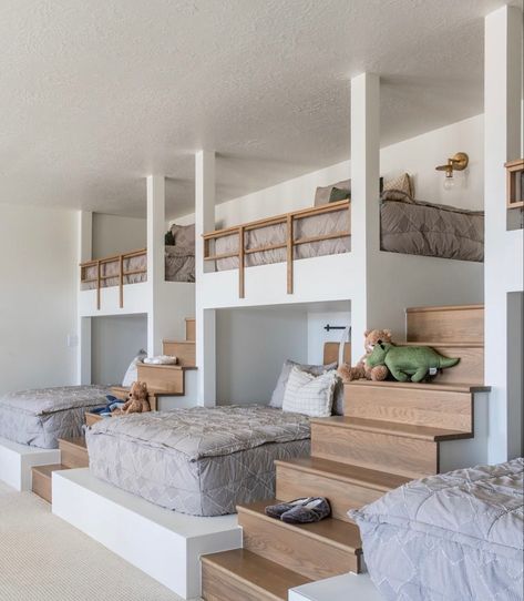 Beach House Bunk Room, Bunk Room Ideas, Bunk Bed Rooms, Bunk Beds Built In, Beach House Living Room, Built In Bunks, White Room Decor, Bunk Rooms, Dream Life House