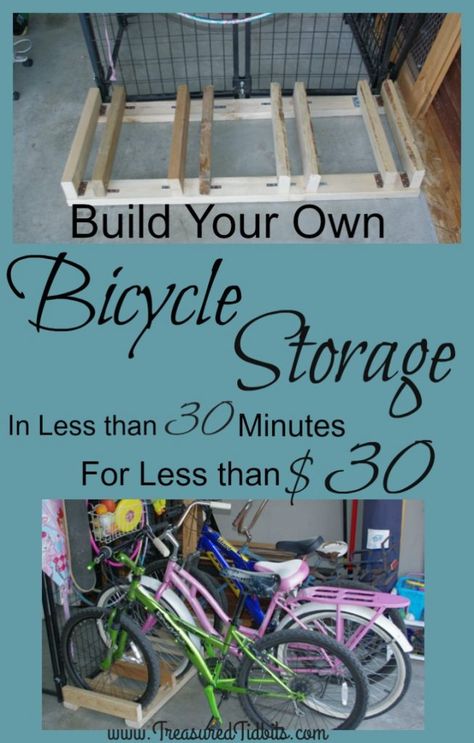 Bike Garage Storage, Kids Bike Storage, Bicycle Storage Shed, Rack Velo, Diy Bicycle, Diy Bike Rack, Outdoor Bike Storage, Bike Garage, Garage Storage Inspiration