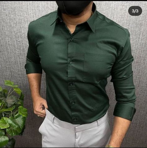 Dark Green Dress Shirt Men, Emerald Green Shirt Men, Green Formal Outfit Men, Green Longsleeves Outfit, Green Shirt Outfit Men, Shirt Pant For Men, Black Shirt Outfit Men, Formals For Men, Green Shirt Outfits